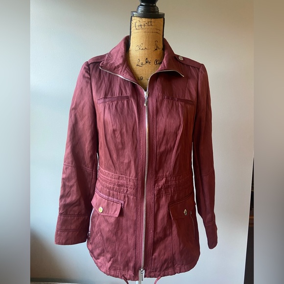 White House Black Market Jackets & Blazers - White House Black Market Maroon Utility Jacket